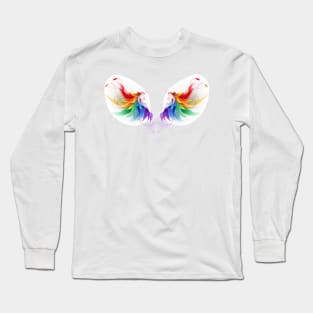 Fluffy Rainbow Wings (with shadow) Long Sleeve T-Shirt